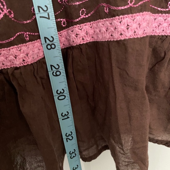 Vintage WANT Women’s Tunic Blouse Pink Chocolate Embroidered Sz 2XL - Picture 11 of 12